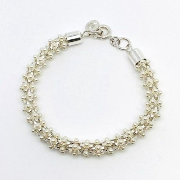 Rare Gloria Vanderbilt Crystal Pearl Bracelet - 7 inches - Picture 3 of 7